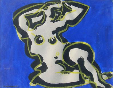 Nicholas Marsicano (1908-1991): Title: Nicholas Marsicano (1908-1991) Painting Title: Modernist Nude Medium: mixed media on paper Size: 10 X 12 3/4 Signed: signed