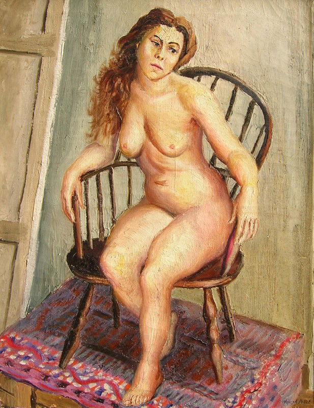Joseph Pollet (1897-1979): Title: Joseph Pollet (1897-1979) Painting Title: Seated Nude c.1940 Medium: oil on canvas Size: 30 X 24 Signed: signed