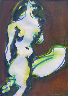 Nicholas Marsicano (1908-1991): Title: Nicholas Marsicano (1908-1991) Painting Title: Nude Medium: gouache on paper Size: 10 1/2 x 8 Signed: signed