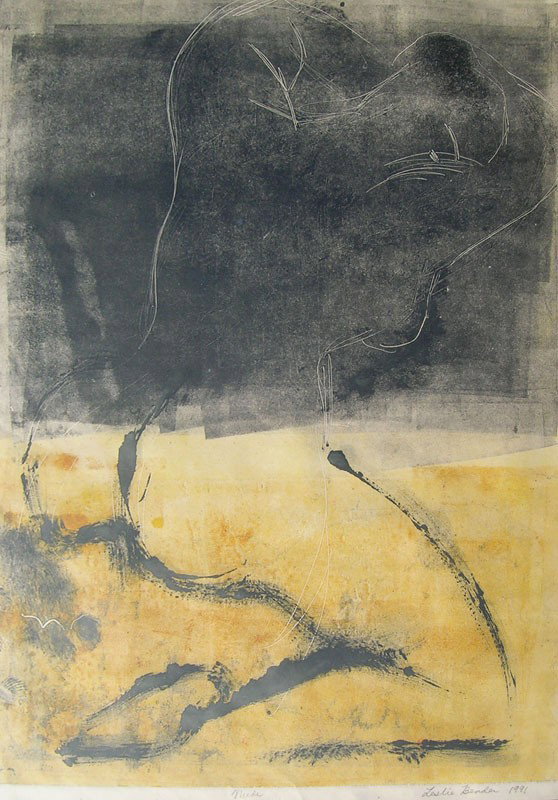 Leslie Bender: Title: Leslie Bender Painting Title: Abstract Nude Medium: gouache on paper Size: 17 x 13 Signed: signed