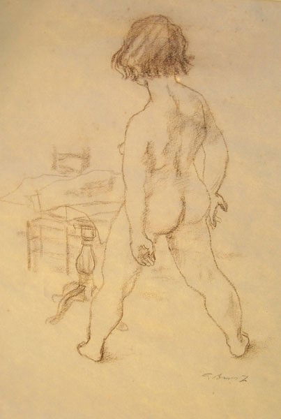 Alexander Brook (1898-1990): Title: Alexander Brook (1898-1990) Painting Title: Nude Medium: conte crayon on paper Size: 20 x 16 Signed: signed