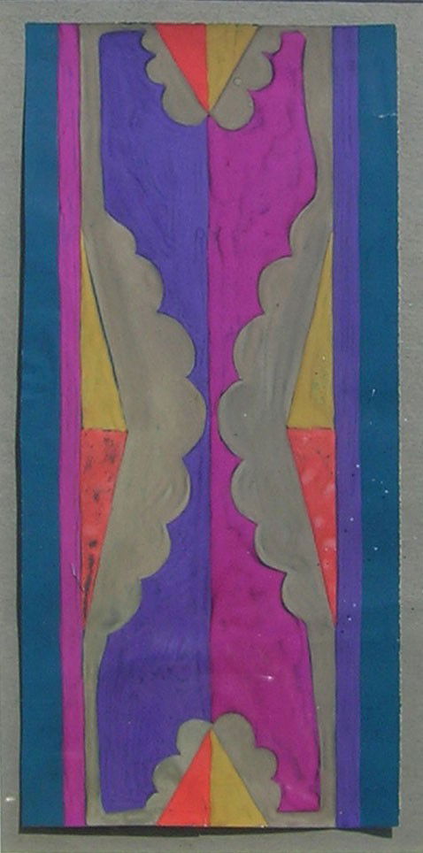 Konrad Cramer (1888-1963): Title: Abstract Design c.1915 Medium: gouache on paper Size: 7 3/4 x 3 3/4 Signed: signed on reverse