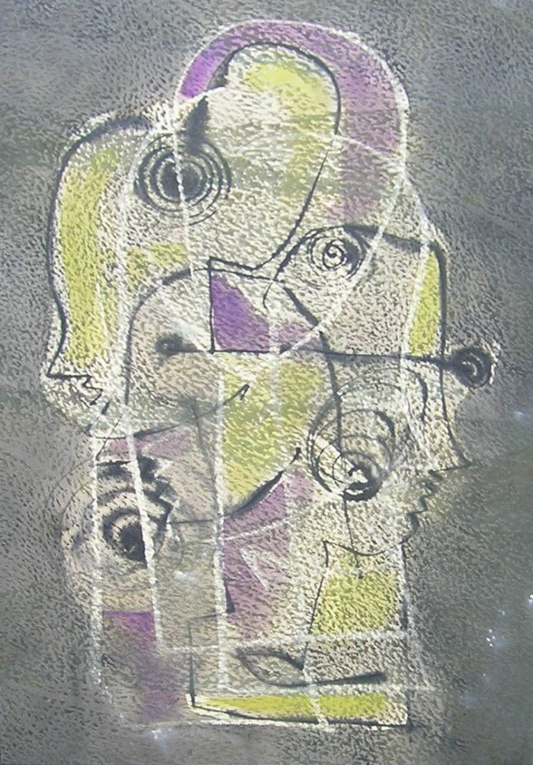 Konrad Cramer (1888-1963): Title: Abstraction c.1950 Medium: ink and watercolor on paper Size: 17 1/2 x 11 Signed: estate stamped on reverse