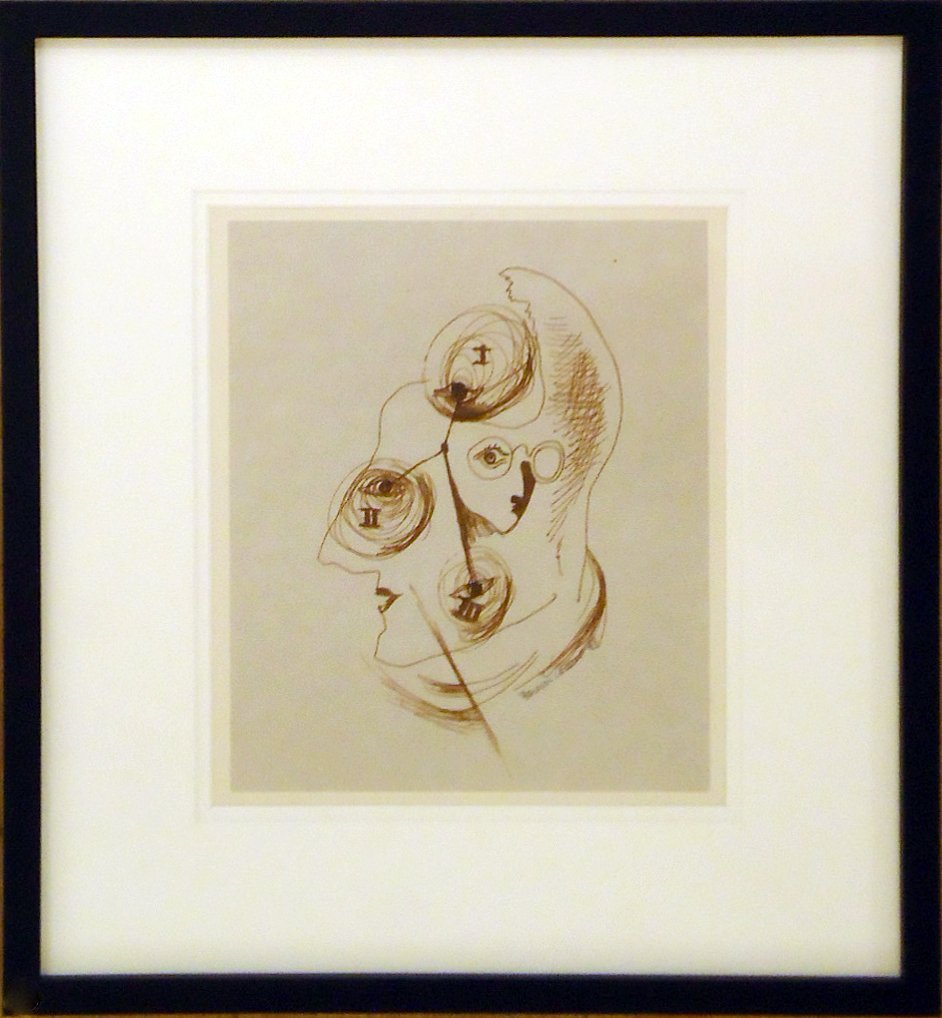 Konrad Cramer (1888 - 1963): Painting Title: Abstraction 1948 Medium: Ink drawing Size: 9.5x8 Frame Size: 17x15.5 Signed: Signed Lower Right Provenance: Estate of Konrad Cramer