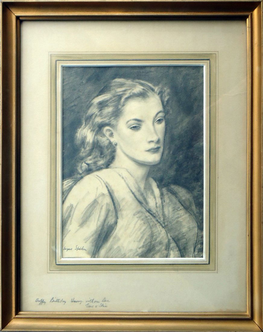 Eugene Edward Speicher (1883 - 1962): Painting Title: Female Portrait c. 1930 Medium: Graphite Size: 13 x 11 in. Frame Size: 20 3/4 x 18 in. Signed: SLR Provenance: Private Collection