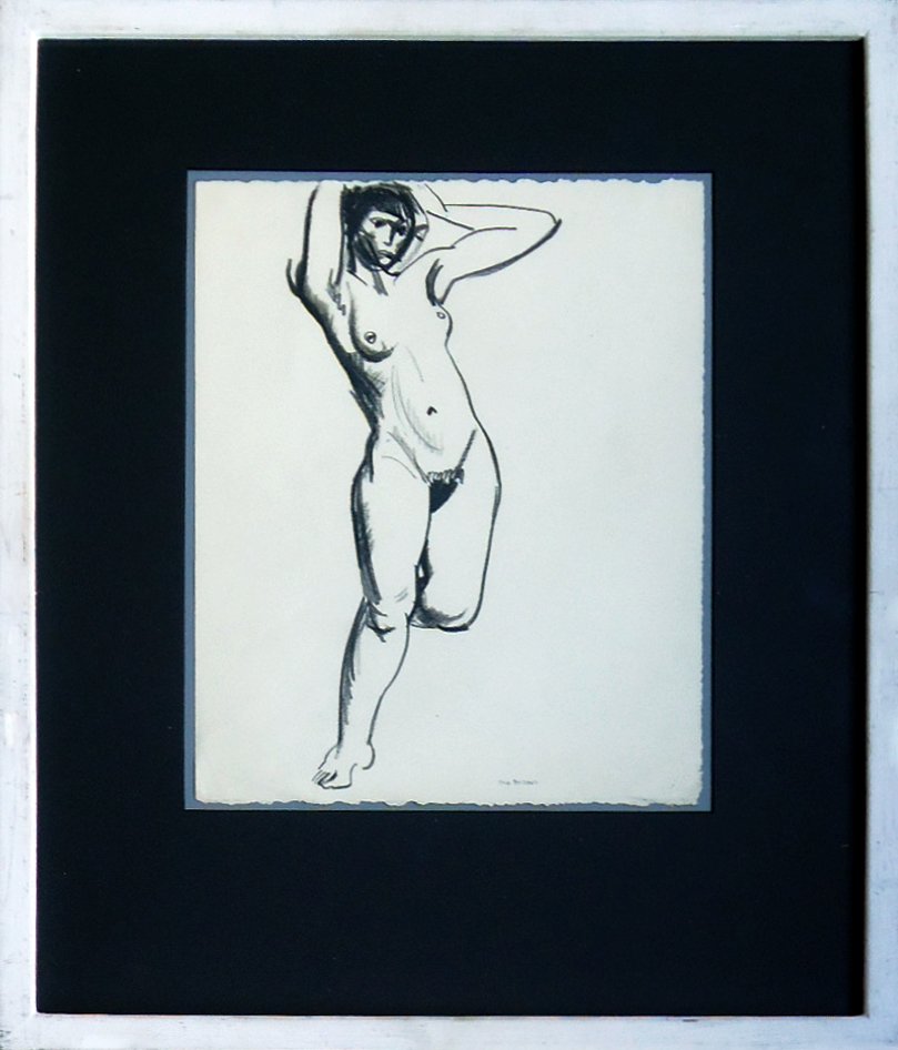 George Wesley Bellows (1882 - 1925): Painting Title: Nude c. 1920 Medium: Charcoal Size: 11 1/2 x 9 in. Frame Size: 19 x 16 in. Signed: SLR Provenance: Private Collection
