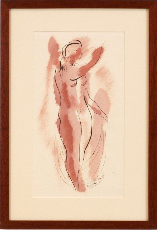 Konrad Cramer (1888 – 1963): Lot 53 Artist: Konrad Cramer (1888 – 1963) Title: Abstracted Nude c. 1950 Medium: Gouache Size: 22 x 16 in. Frame Size: 24 x 18 in. Signed: Lower Right Estimate: $400-600