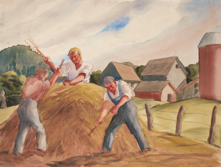 Leighton Ross (1909 - 1983): Lot 188 Artist: Leighton Ross (1909 - 1983) Title: Workers Medium: Gouache Estimate: $600-800