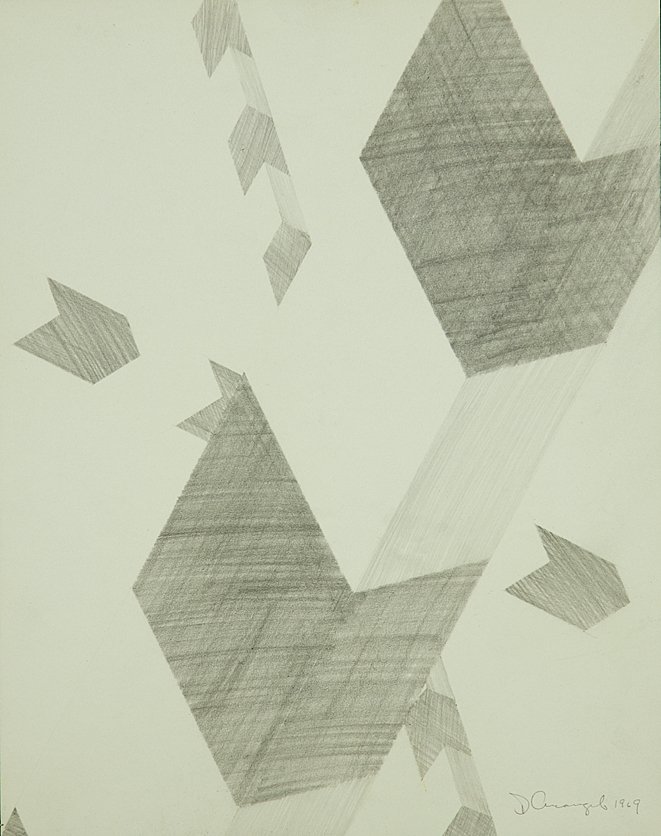 Allan D' Arcangelo (1930-1998): Lot 182 Artist: Allan D' Arcangelo (1930-1998) Title: Abstraction, 1969 Medium: graphite on paper Image Size: 13.75 x 10.75 Frame Size: 21.25 x 18.25 Signed: signed and dated lower right