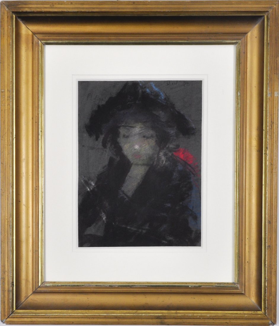 Robert Philip (1839 - 1918): Title: Portrait of a Woman c. 1930 Medium: pastel on paper Size: 12x9.5 Size in Frame: 24.5x20.75 Signed: signed upper left
