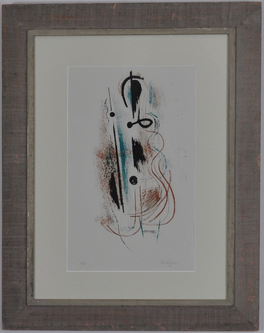 Konrad Cramer (1888 - 1963): Title: Abstraction, 1949 Medium: lithograph, 10/20 Size: 17x10.75 Size in Frame: 28x22 Signed: signed and dated lower right