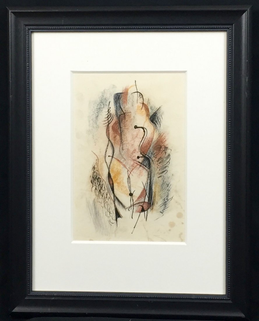 Konrad Cramer (1888-1963): Abstract Figure, c. 1940, mixed media on paper, 10x7, estate stamped on reverse, Provenance: private collection, excellent condition