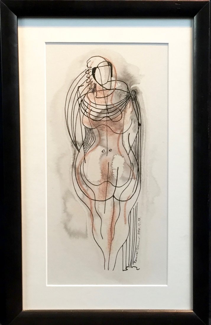 Konrad Cramer (1888-1963): Abstraction, 1950 mixed media on paper, 14x8, signed and dated lower right, Provenance: private collection, exellent condition