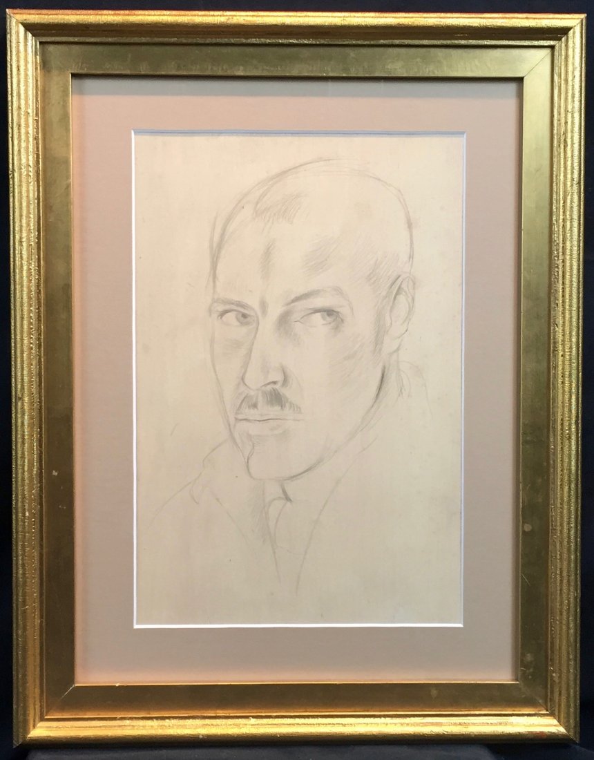 Konrad Cramer (1888-1963): Self Portrait, c. 1920, graphite on paper, 13x8.5, estate stamp on reverse, Provenance: private collection, very good condition