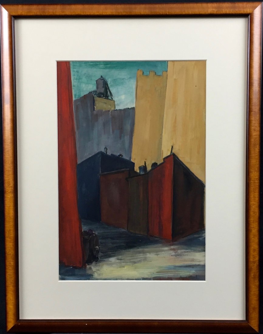 Agnes Hart (1912-1979): Factory Scene, 1940, gouache, 15x10.5, signed lower right, Provenance: private collection, excellent condition