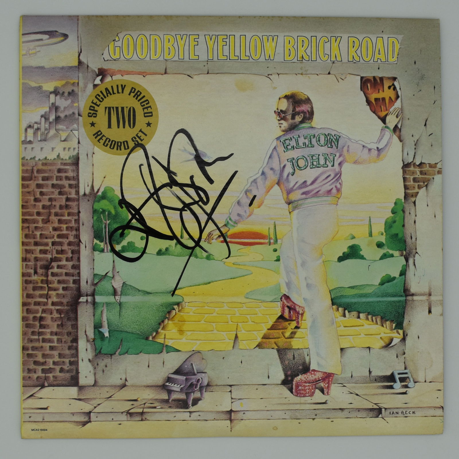 Elton John Signed Goodbye Yellow Brick Road vinyl album cover (1 of 3)