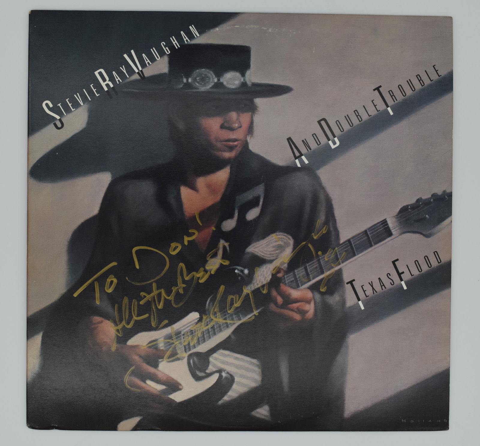 Stevie Ray Vaughan signed vinyl album cover (1 of 2)