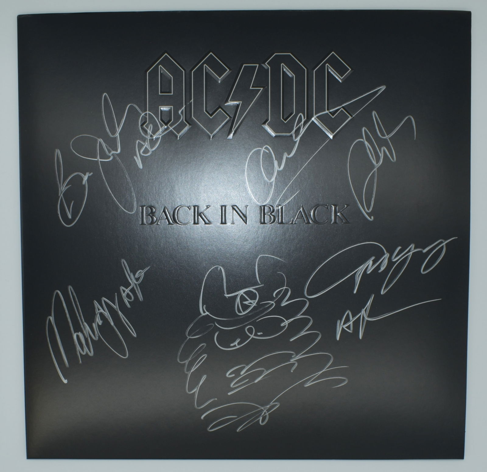 ACDC autographed Back in Black vinyl album cover (1 of 4)