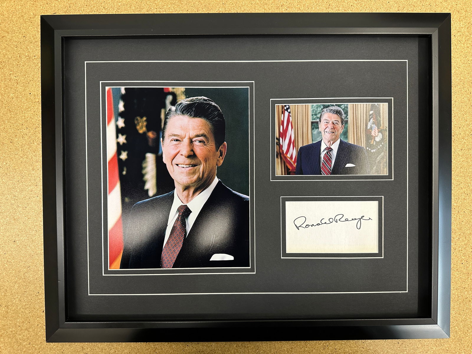 Ronald Reagan cut autograph in custom matting with frame (1 of 1)
