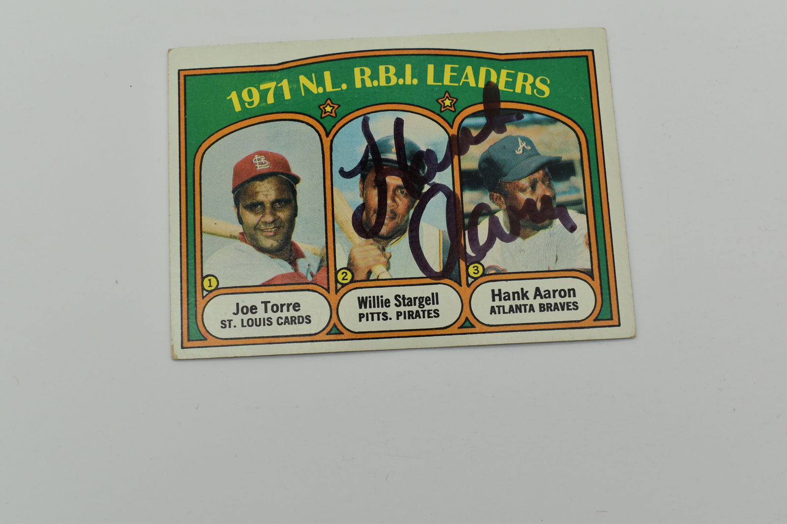 Hank Aaron autographed baseball card (1 of 2)