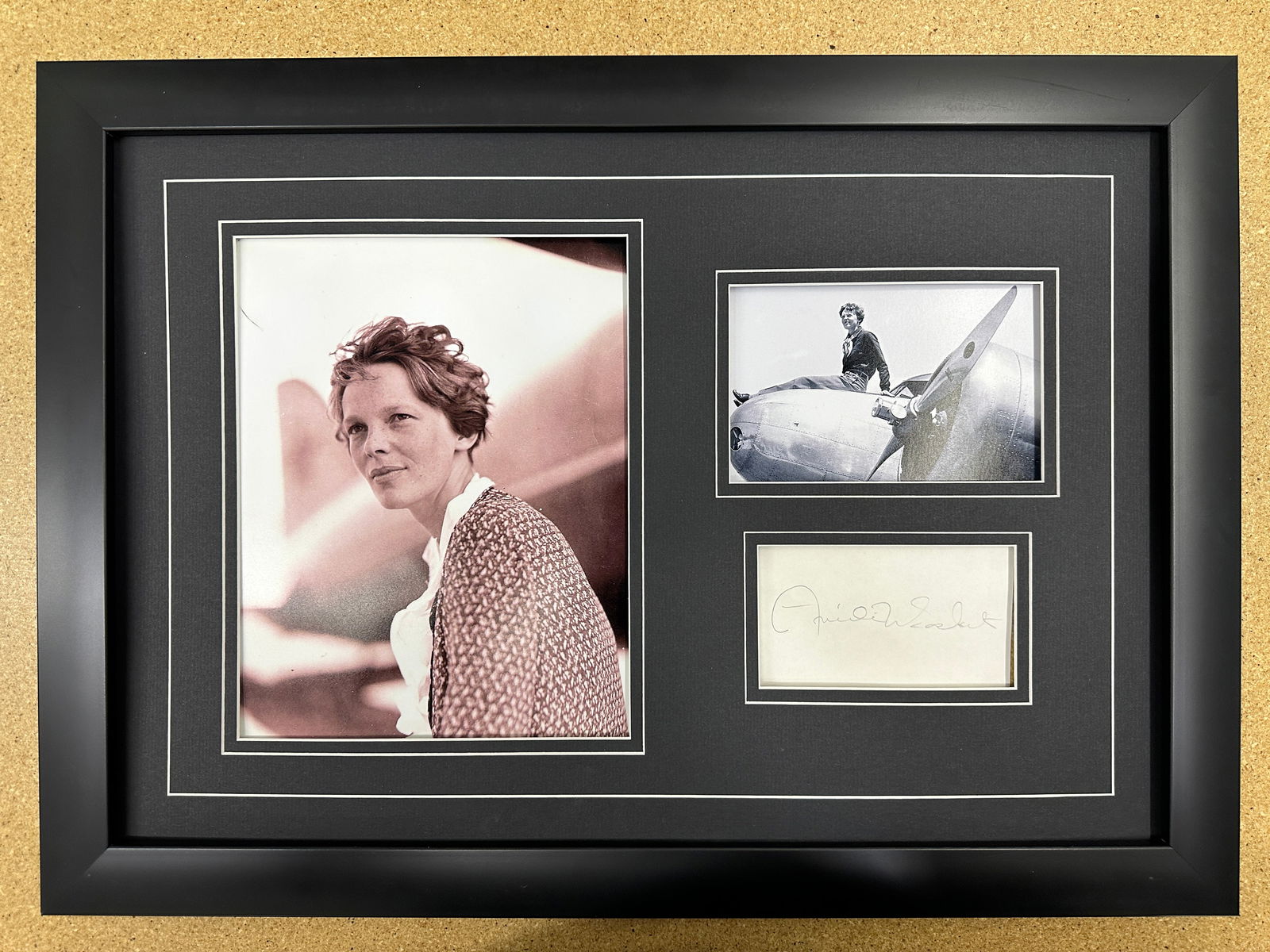 Amelia Earhart autograph matted and framed display (1 of 1)
