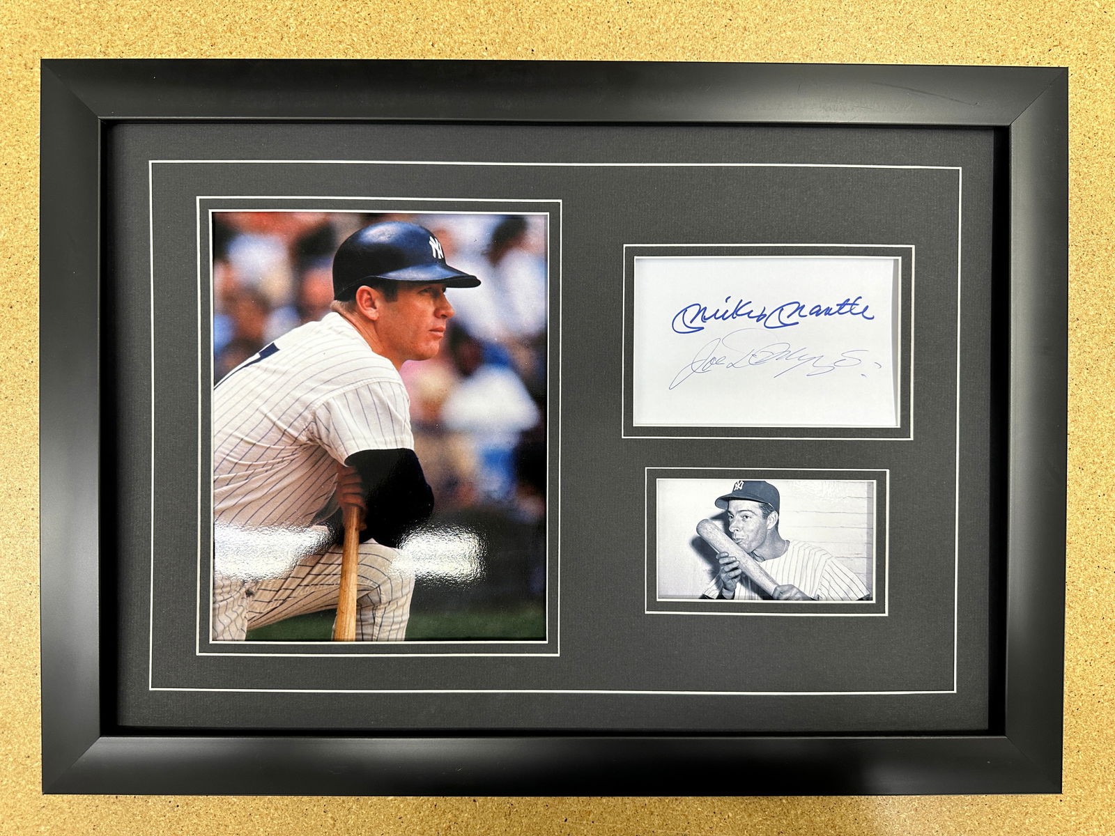 Mickey Mantle and Joe DiMaggio autograph matted and framed display (1 of 1)
