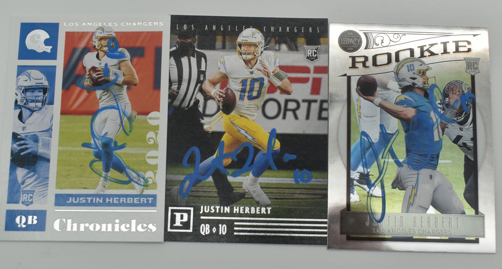 Lot of 3 Justin Herbert signed Panini cards (1 of 4)