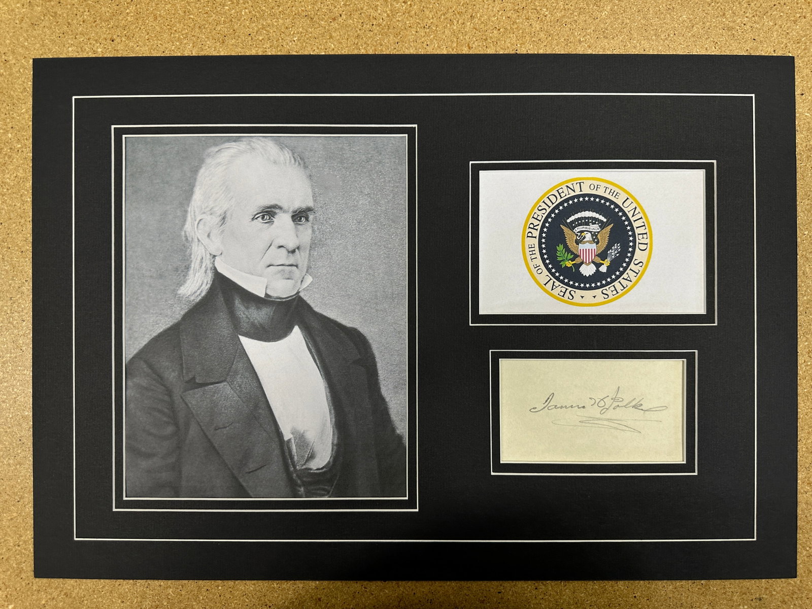 James Polk matted signature display: If you have any questions about an item, please message on LiveAuctioneers or send an email to bids@hiramsah.com . Displays listed are mockup photos unless listed differently in the description, Displ