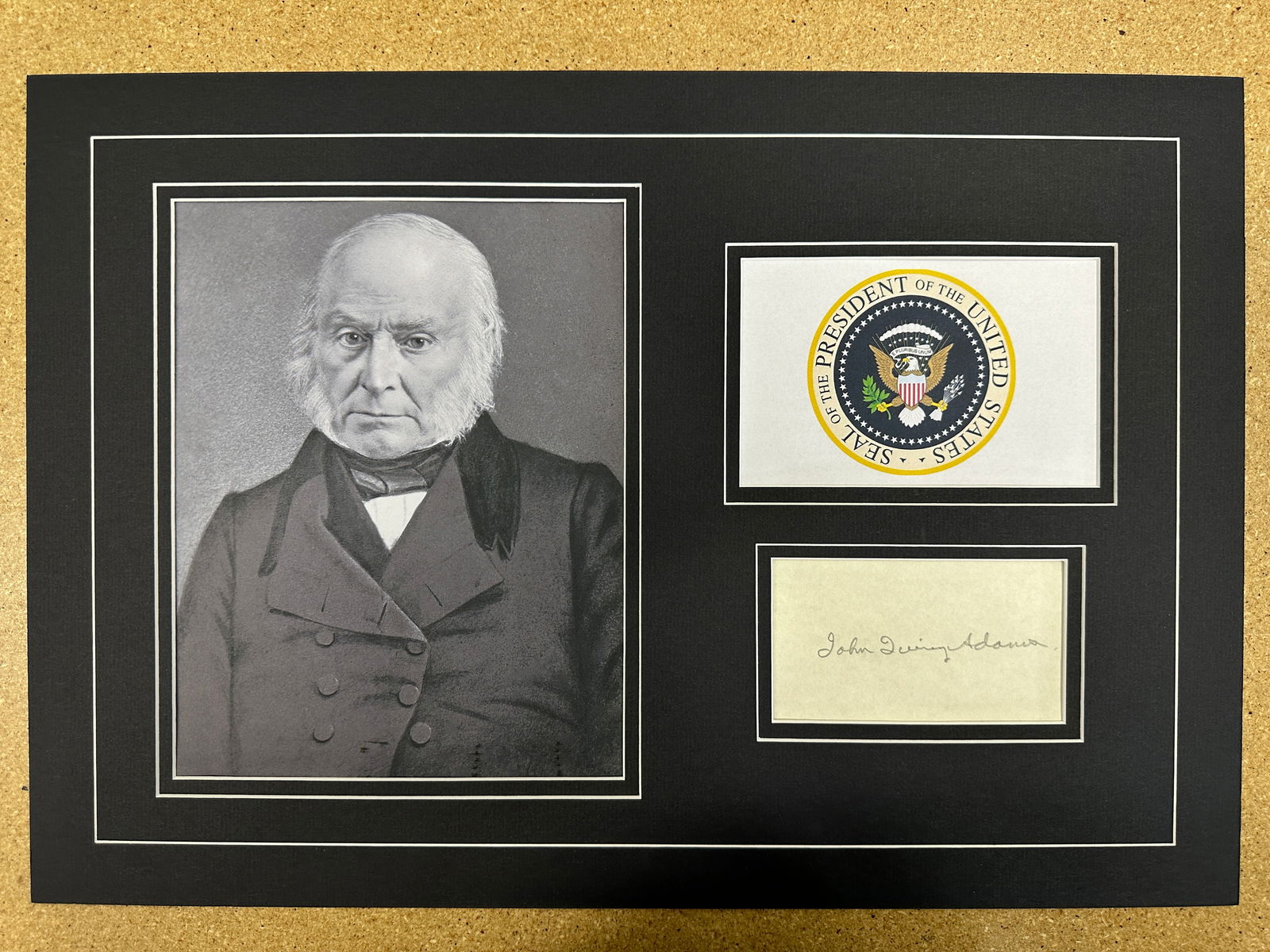 John Quincy Adams matted signature display (1 of 1)