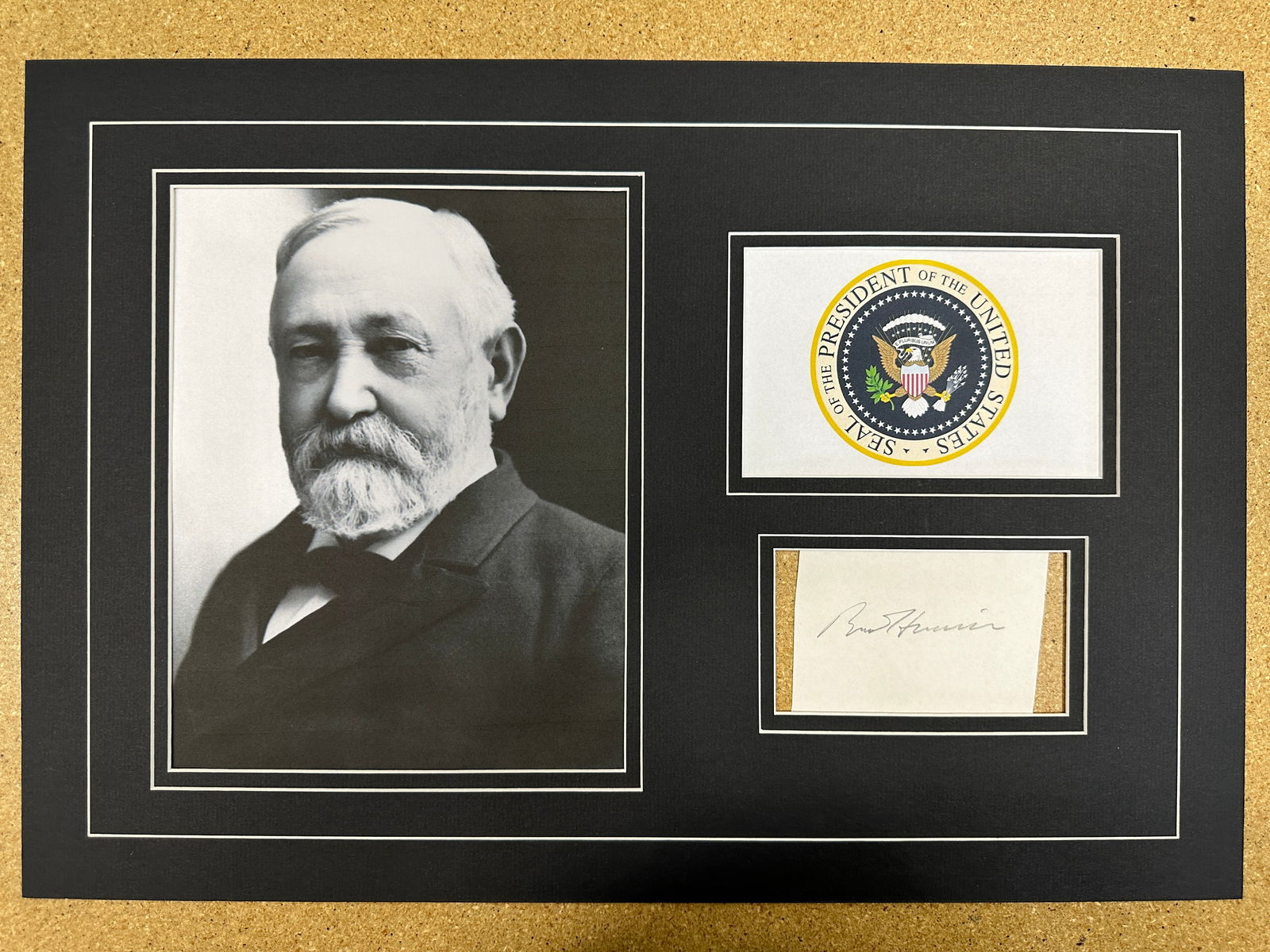 Benjamin Harrison matted signature display (1 of 1)
