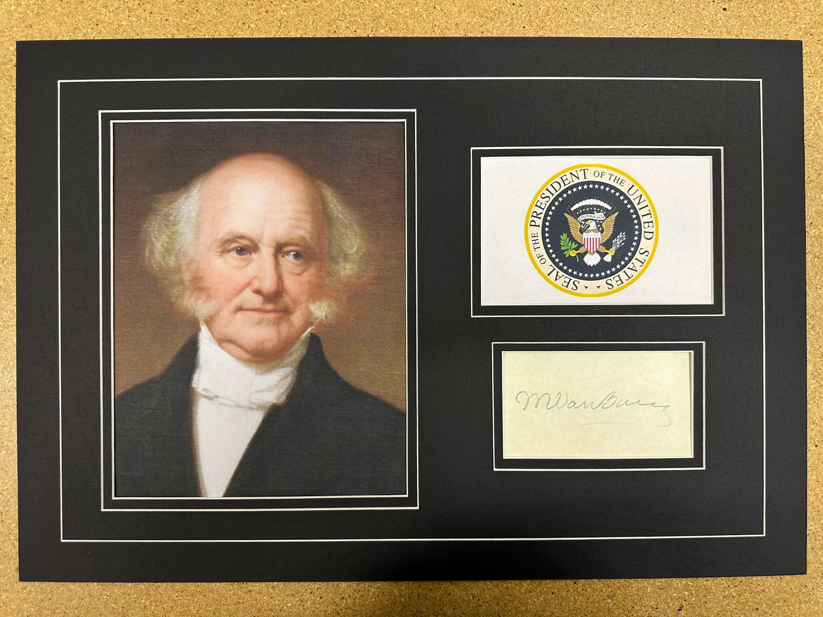 Martin Van Buren matted signature display: If you have any questions about an item, please message on LiveAuctioneers or send an email to bids@hiramsah.com . Displays listed are mockup photos unless listed differently in the description, Displ