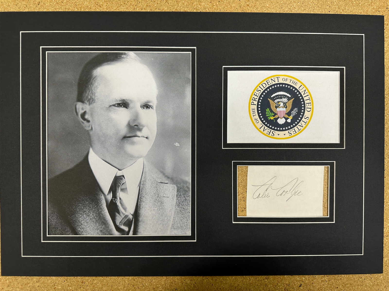 Calvin Coolidge matted signature display (1 of 1)