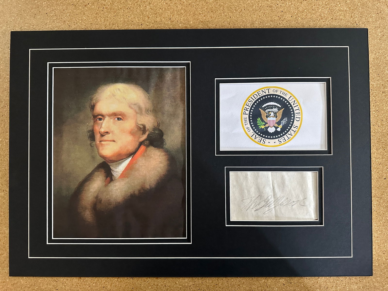 Thomas Jefferson matted signature display (1 of 1)