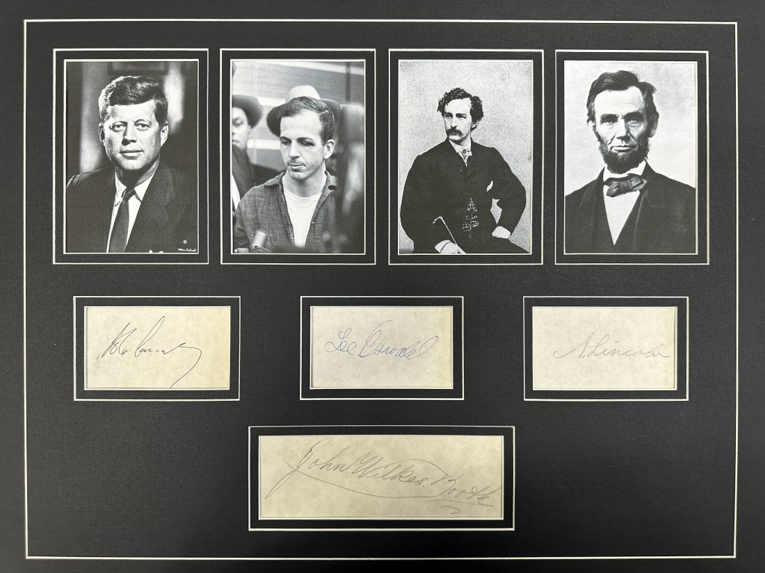 John F. Kennedy OSWALD Abraham Lincoln Booth Autographed Mega Display RARE (1 of 1)