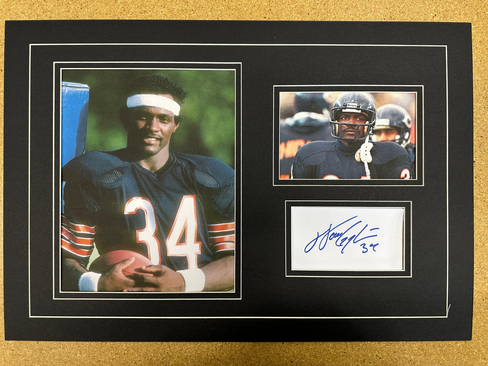 Walter Payton matted autograph and photo display (1 of 1)