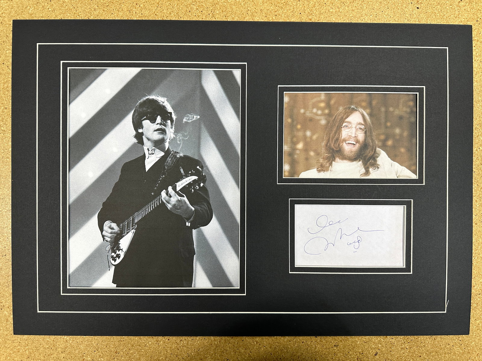 John Lennon matted autograph and photo display (1 of 1)
