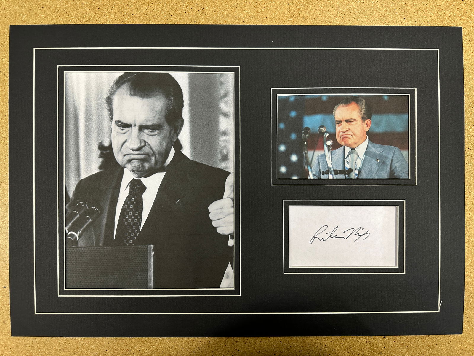 Richard Nixon matted autograph and photo display (1 of 1)