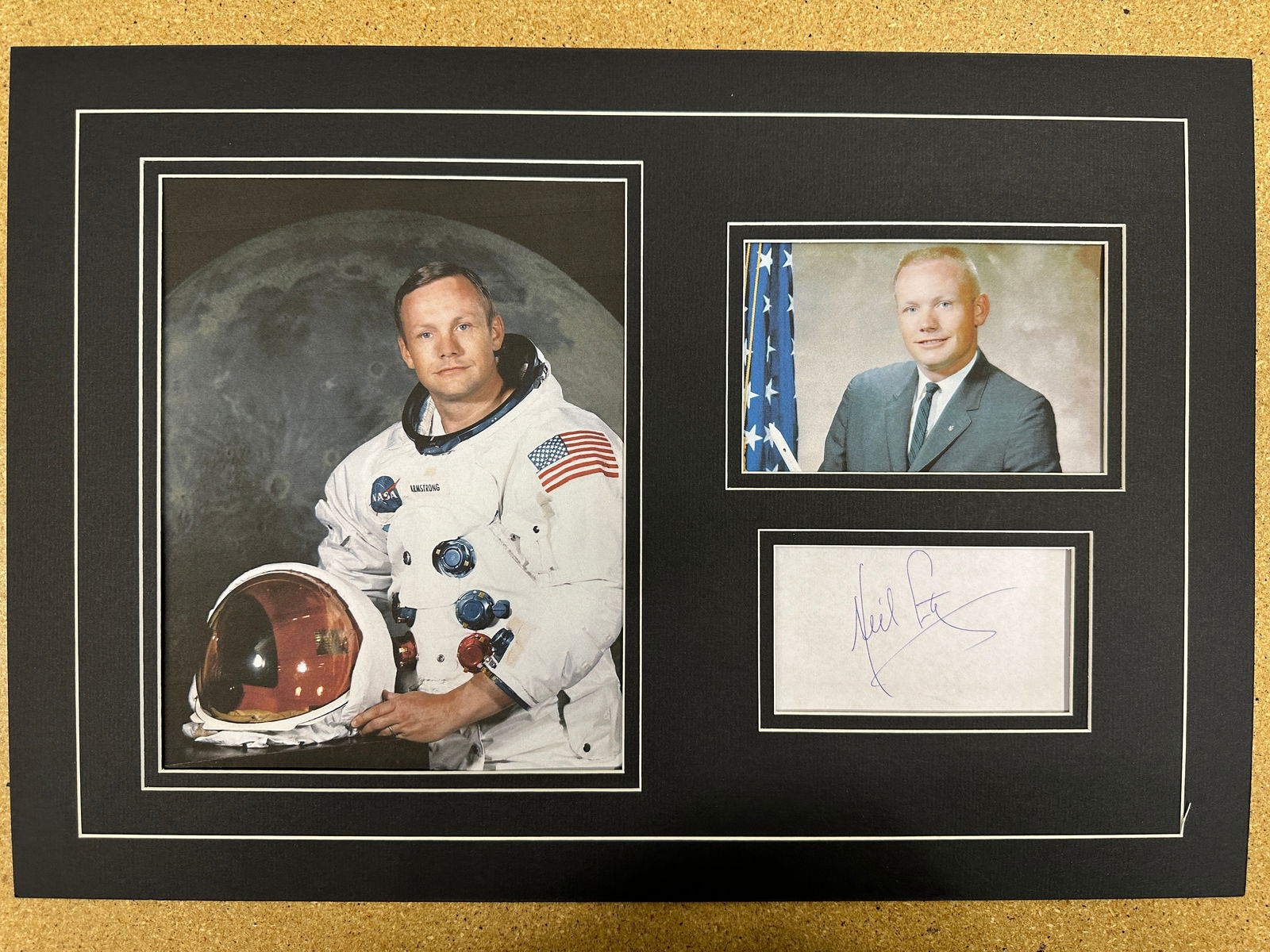 Neil Armstrong matted autograph and photo display (1 of 1)
