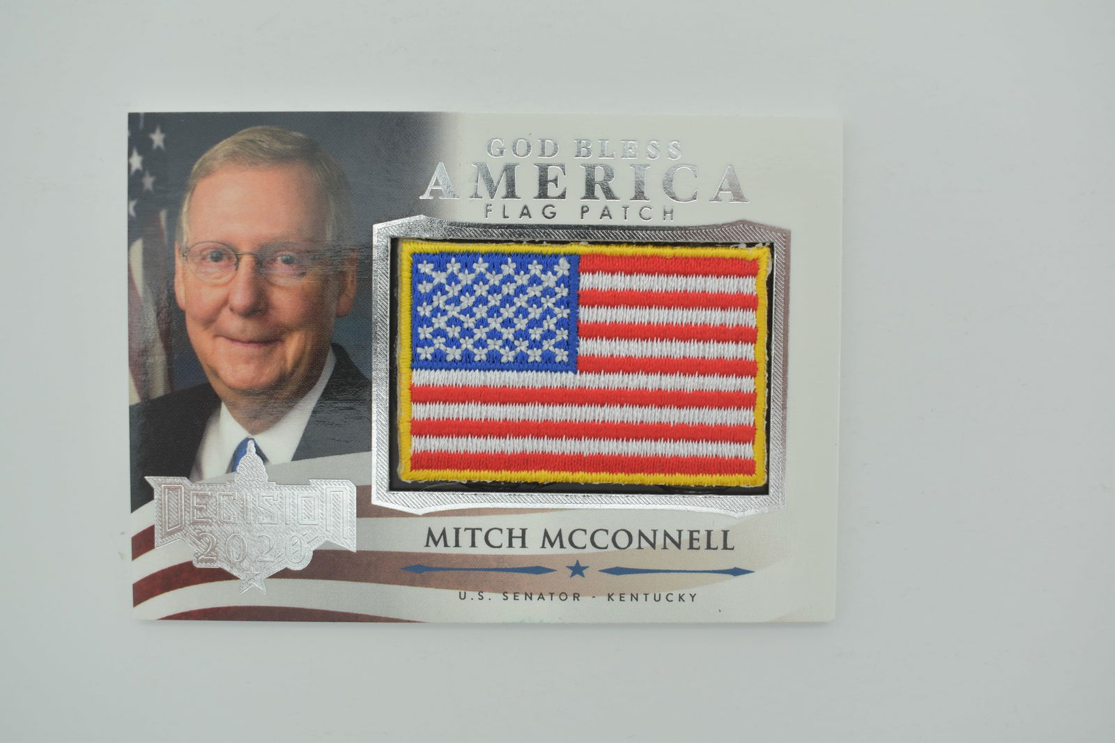 Decision 2020 Mitch McConnell card with American Flag patch LIMITED (1 of 2)