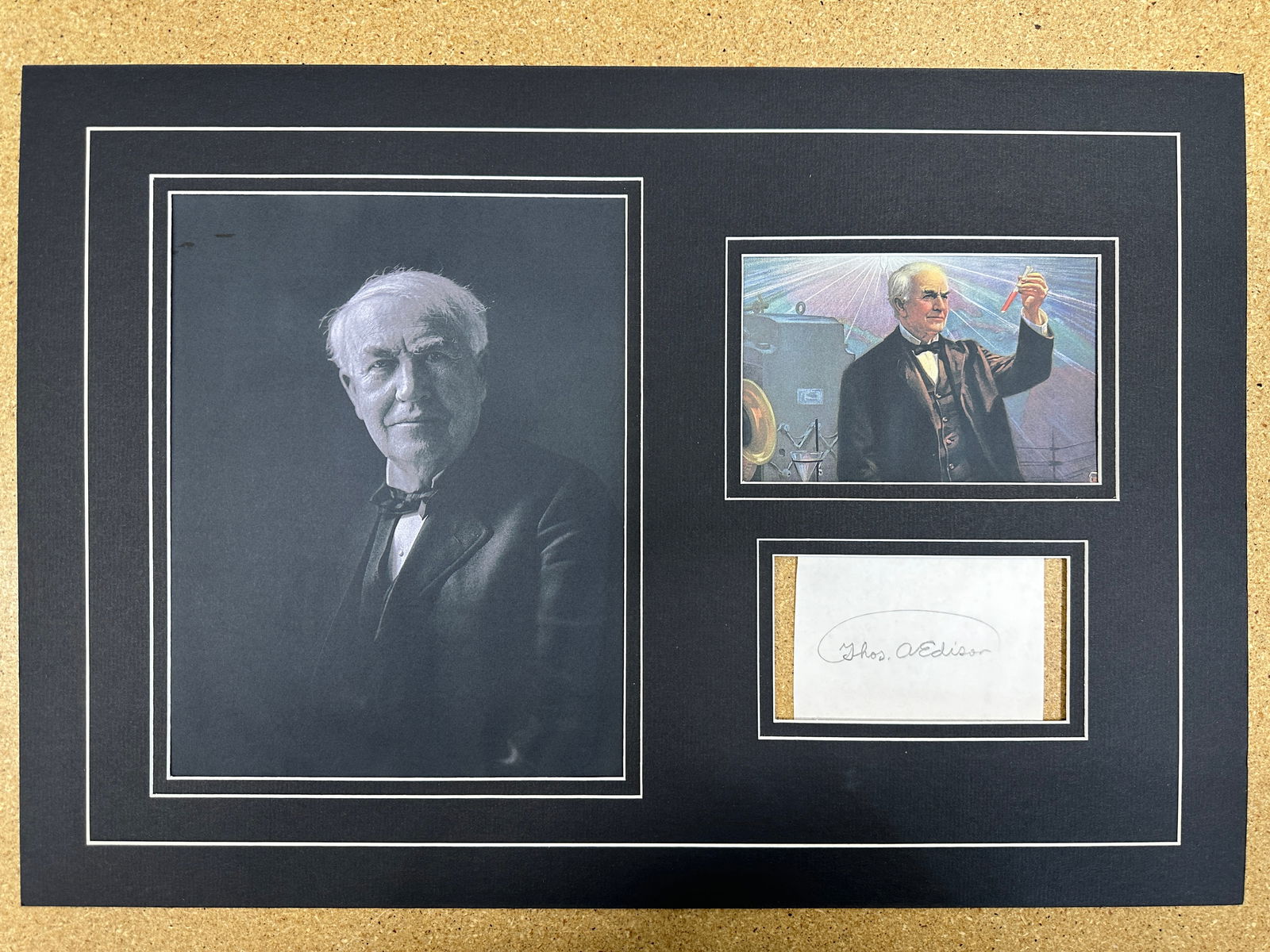 Thomas Edison matted autograph & photo Display (1 of 1)