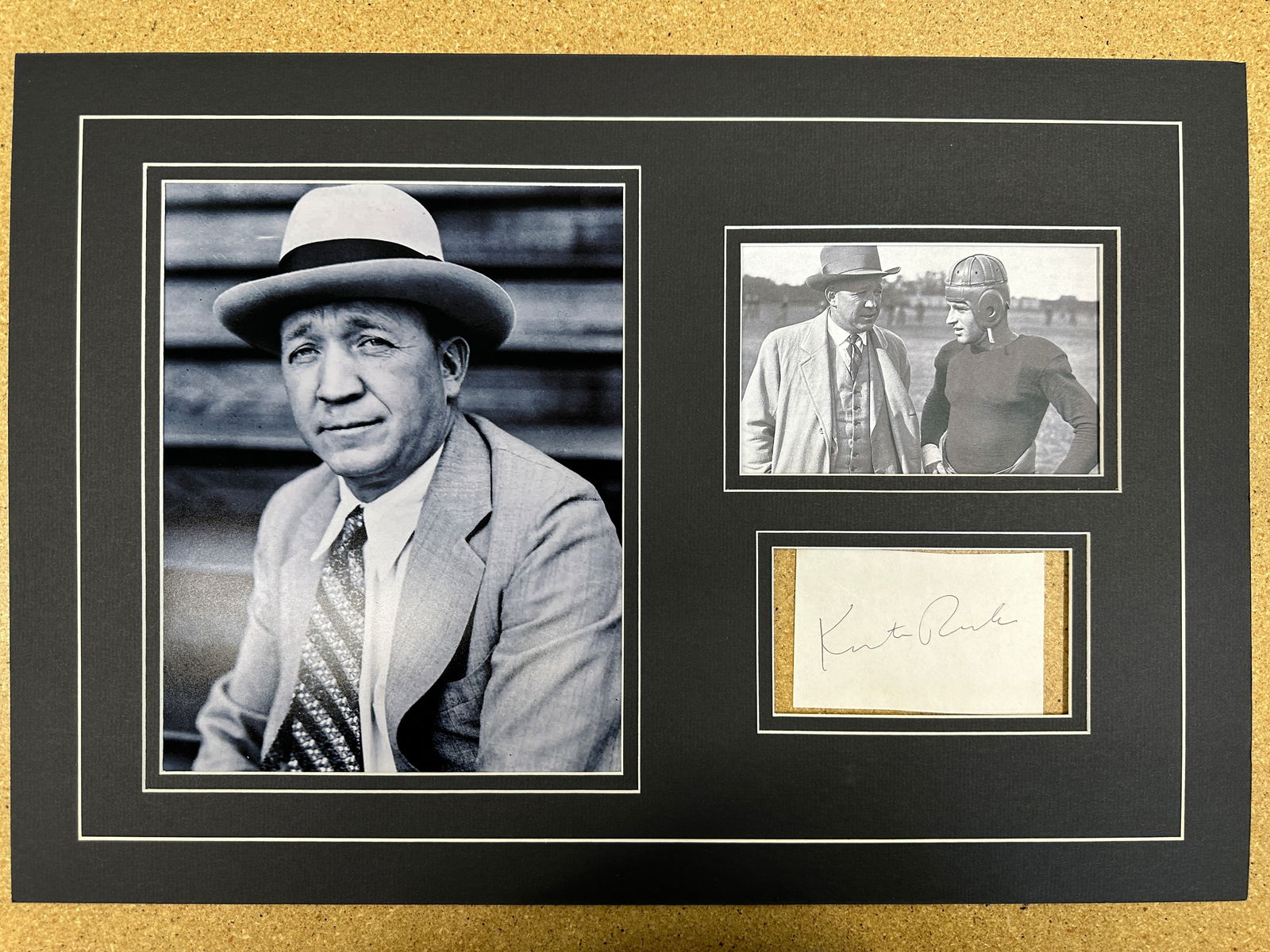 Knute Rockne matted autograph & photo Display (1 of 1)