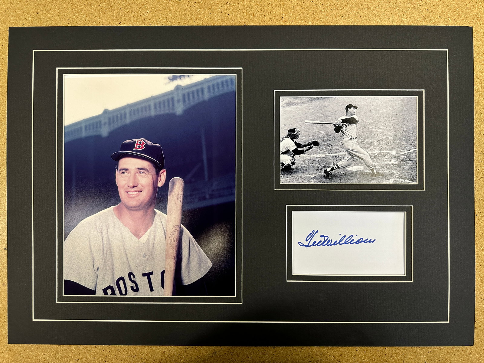 Ted Williams matted autograph & photo Display: If you have any questions about an item, please message on LiveAuctioneers or send an email to bids@hiramsah.com . Displays listed are mockup photos unless listed differently in the description, Displ