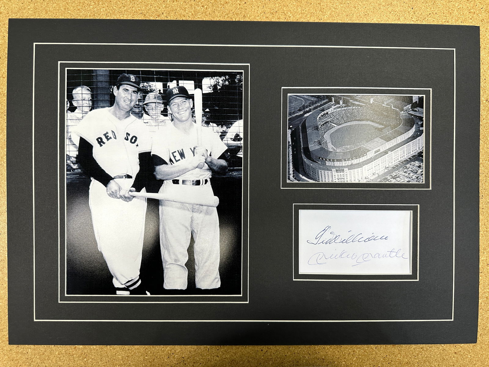 Ted  Williams & Mickey Mantle matted autograph & photo Display (1 of 1)