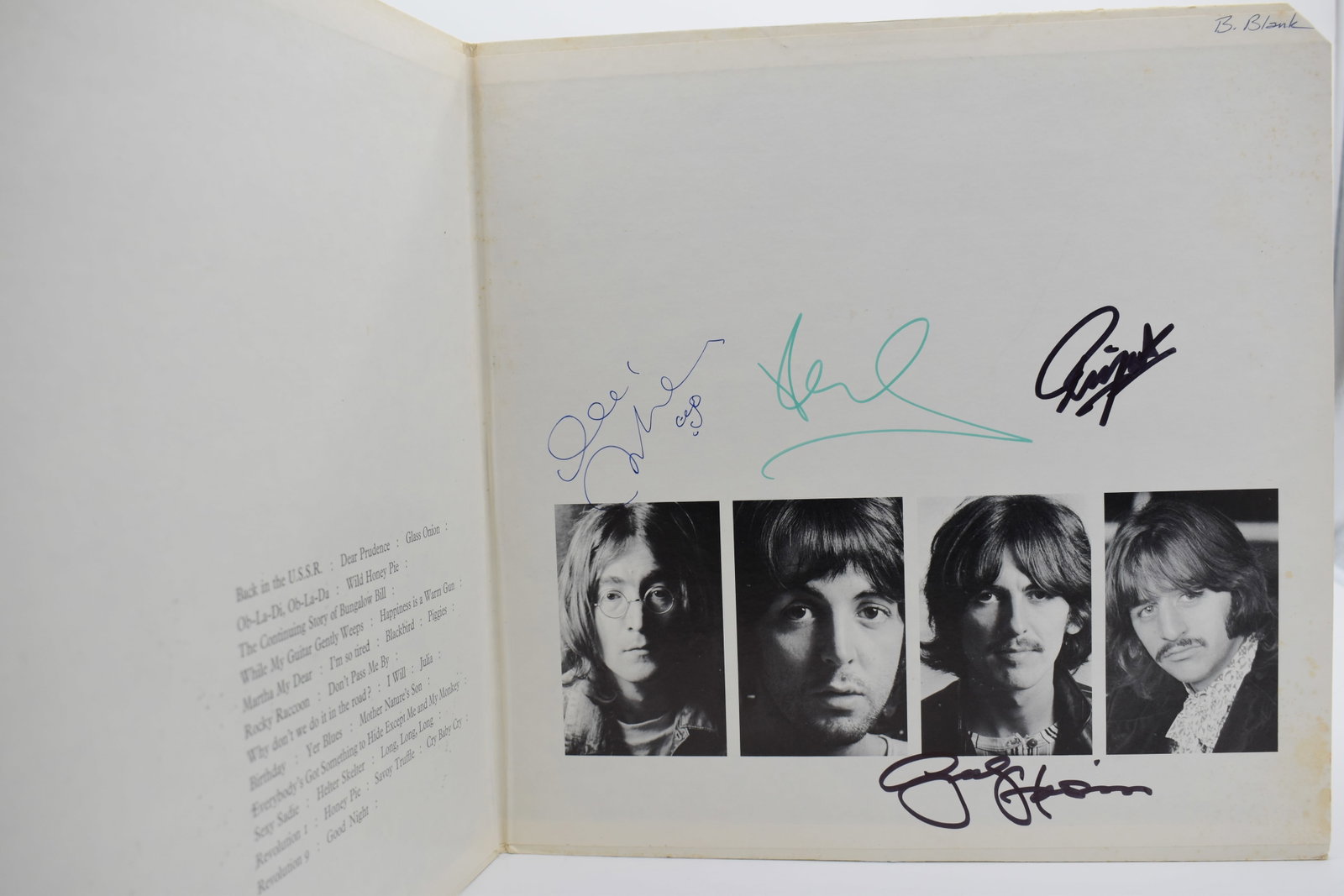 Beatles autographed White album ALL 4!: If you have any questions about an item, please message on LiveAuctioneers or send an email to bids@hiramsah.com . Displays listed are mockup photos unless listed differently in the description, Displ