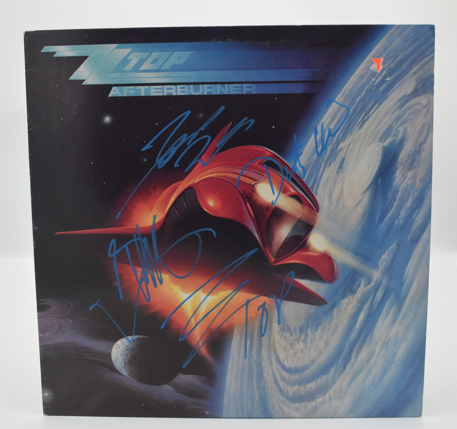 ZZ Top autographed Afterburner album cover ALL 3!: If you have any questions about an item, please message on LiveAuctioneers or send an email to bids@hiramsah.com . Displays listed are mockup photos unless listed differently in the description, Displ