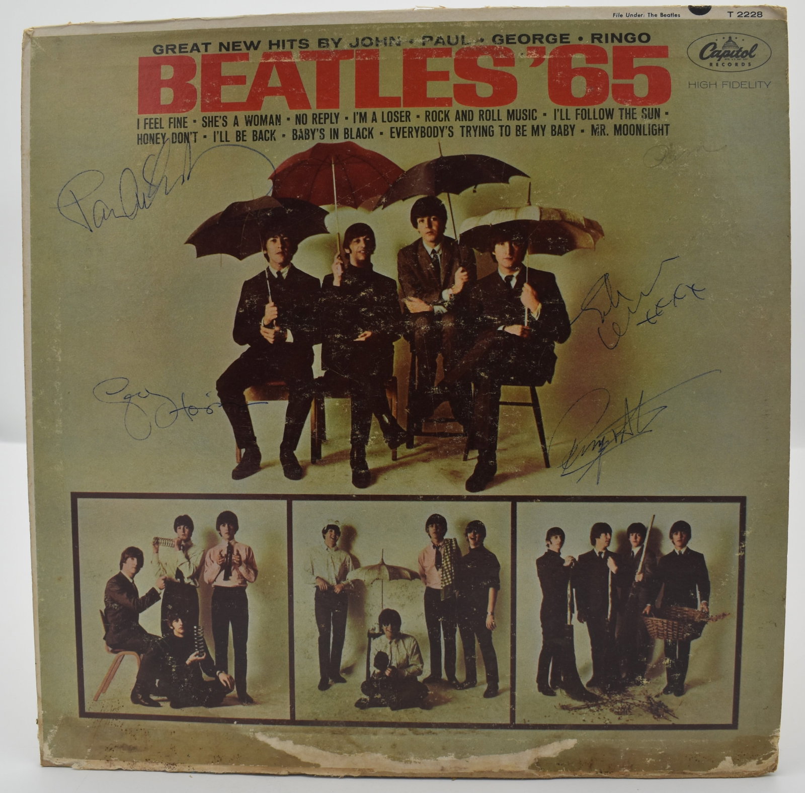 Beatles autographed '65 album: If you have any questions about an item, please message on LiveAuctioneers or send an email to bids@hiramsah.com . Displays listed are mockup photos unless listed differently in the description, Displ