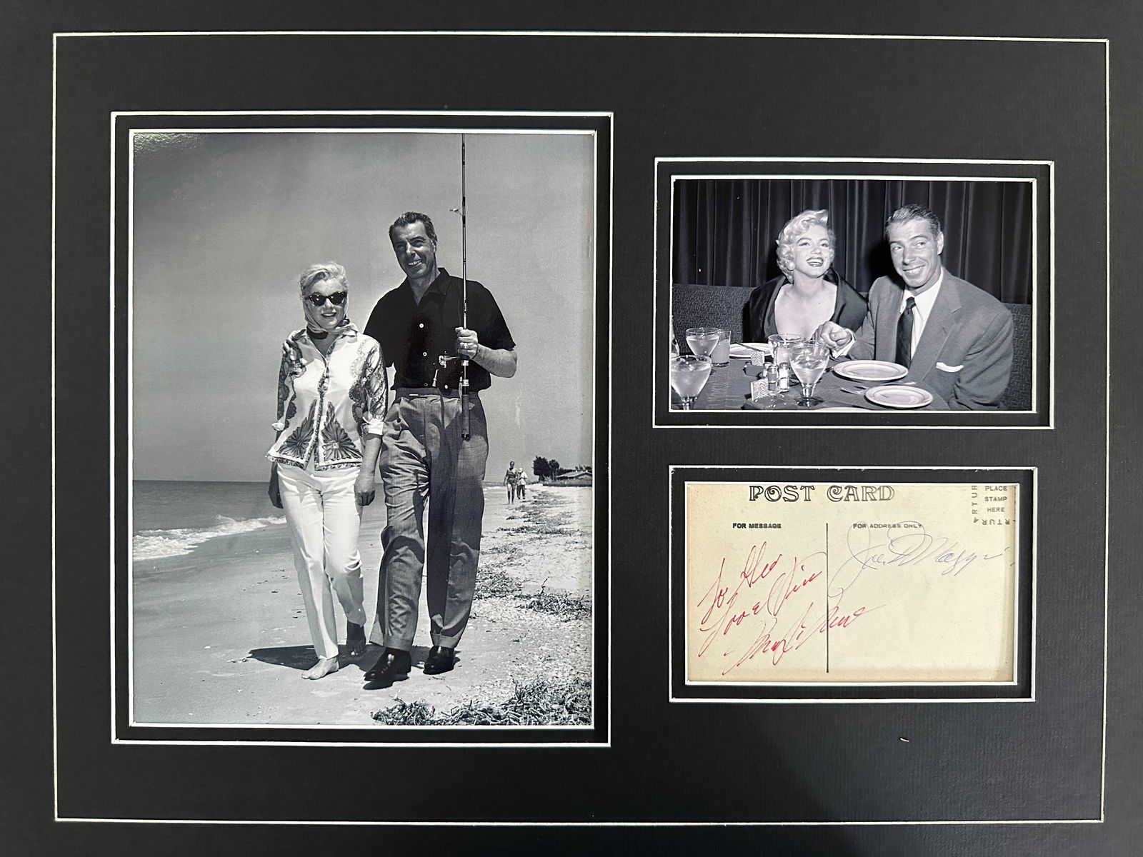 Marilyn Monroe & Joe DiMaggio photo & signature matted display (1 of 1)