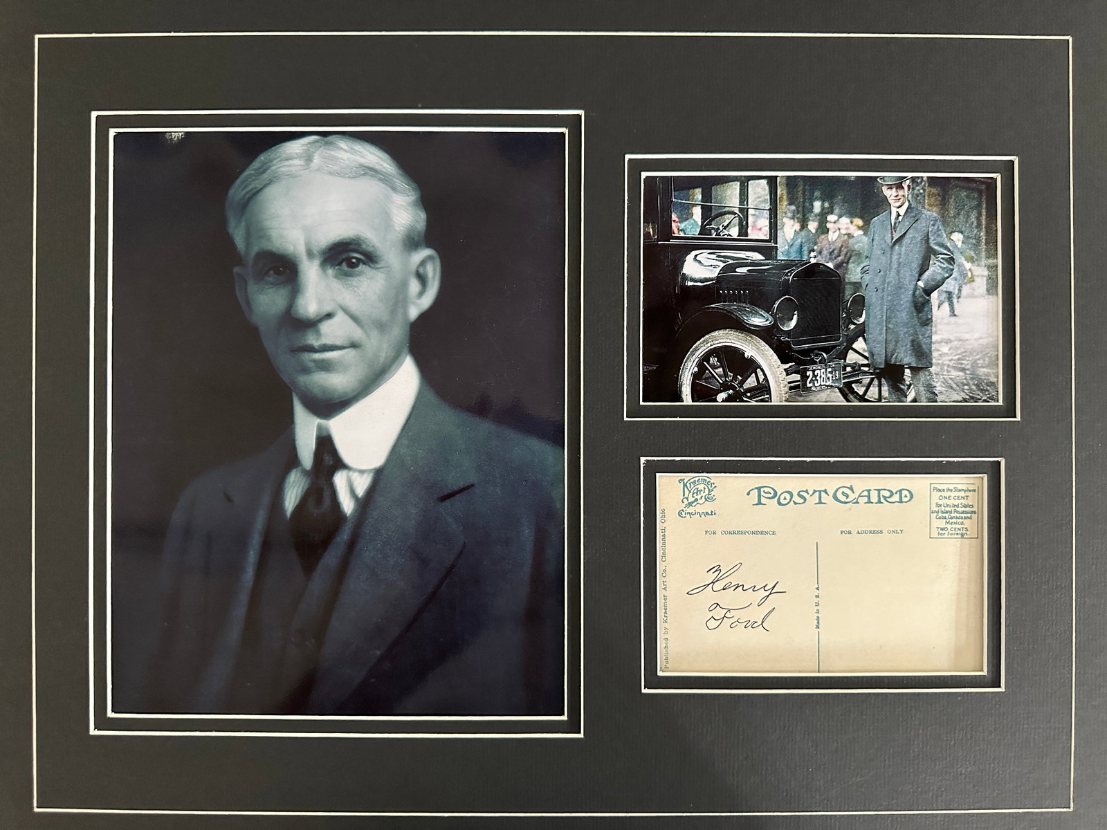 Henry Ford photo & signature matted display: If you have any questions about an item, please message on LiveAuctioneers or send an email to bids@hiramsah.com . Displays listed are mockup photos unless listed differently in the description, Displ