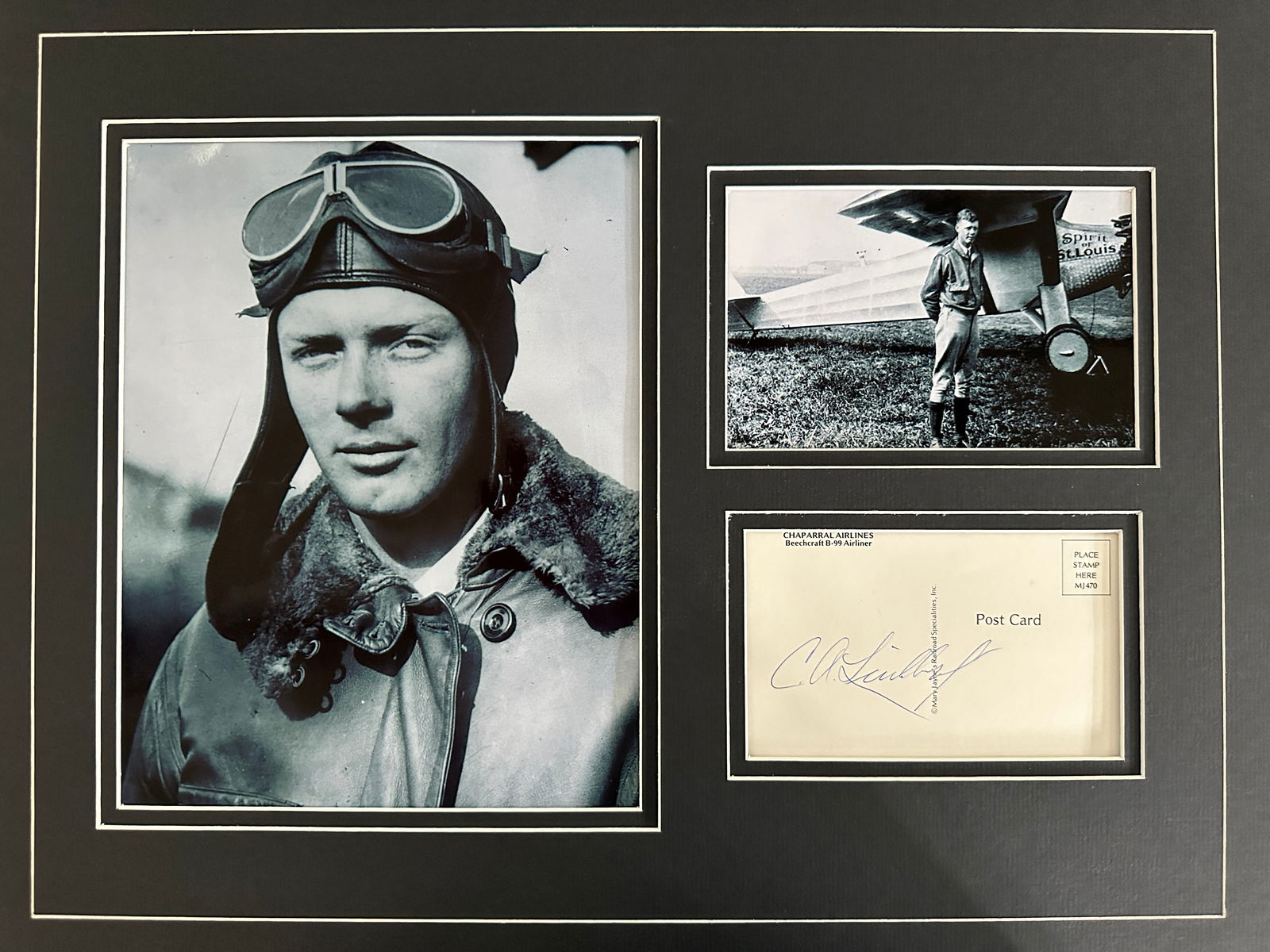 Charles Lindbergh photo & signature matted display (1 of 1)