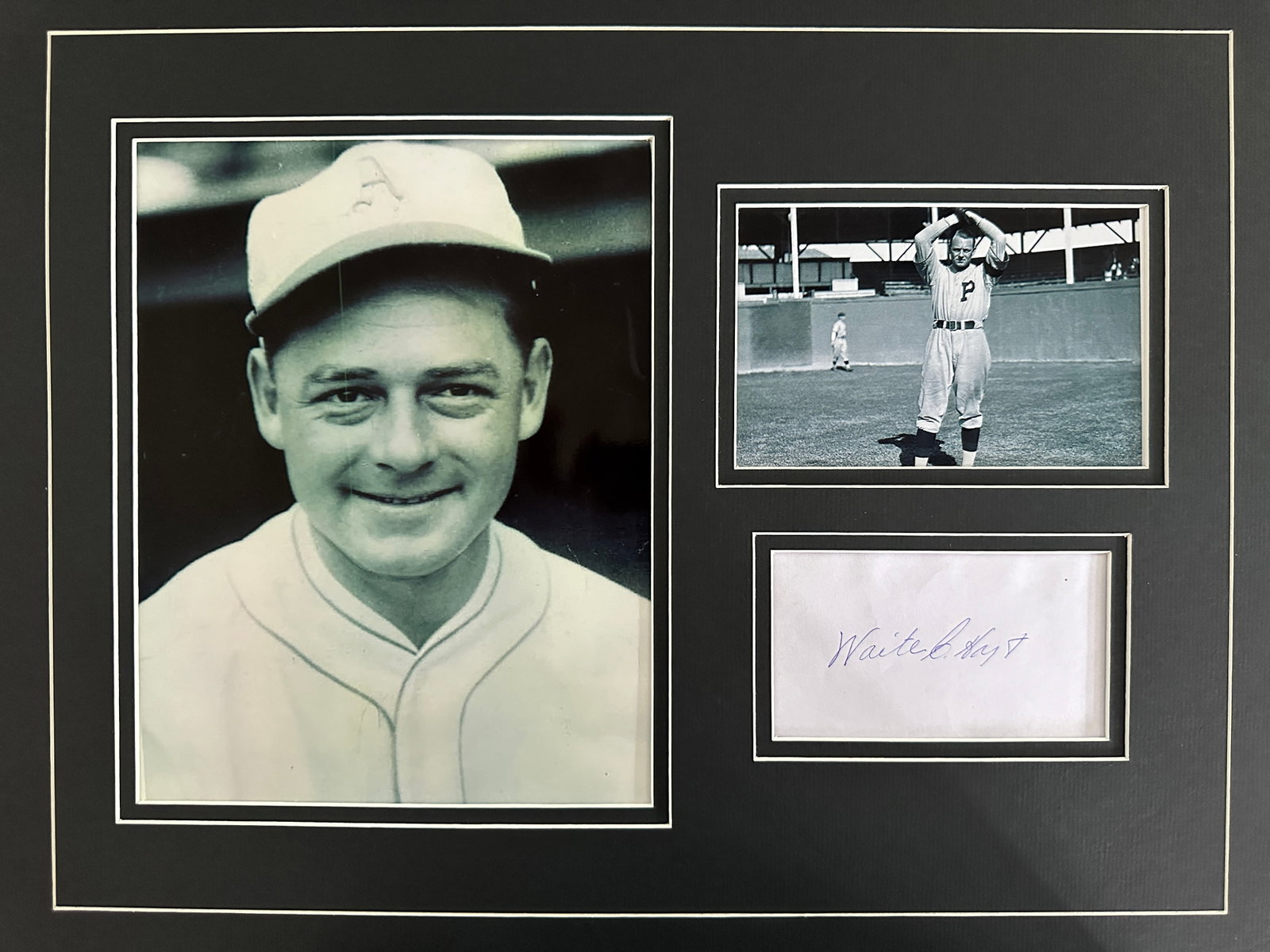 Waite Hoyt photo & signature matted display: If you have any questions about an item, please message on LiveAuctioneers or send an email to bids@hiramsah.com . Displays listed are mockup photos unless listed differently in the description, Displ